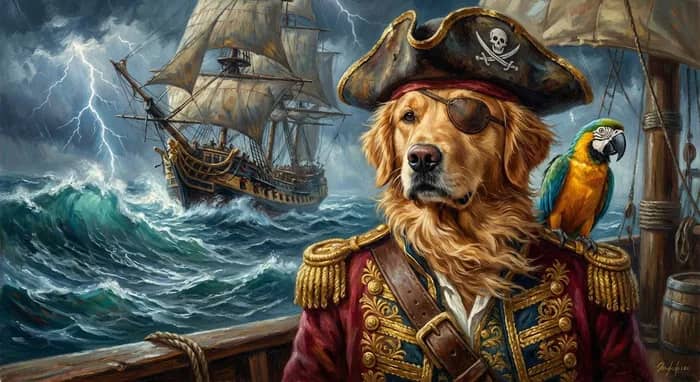 Pirate captain dog portrait
